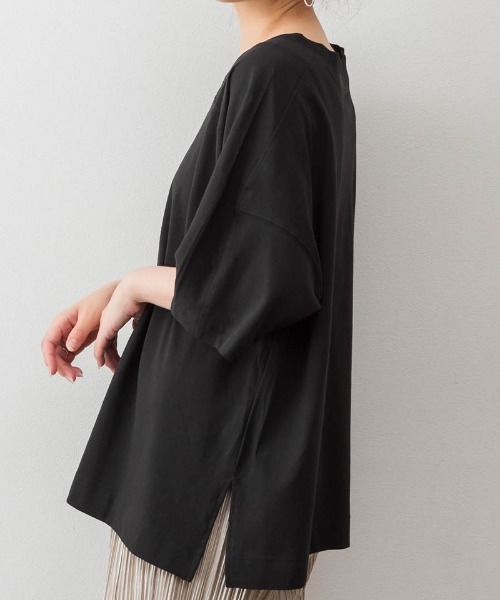 RCD（アールシーディー）の「前後2WAYビックシルエットTシャツ（Tシャツ/カットソー・レディース・オフホワイト/ブラック/杢グレー/グレイッシュベージュ・LL～3L/M-L/4L～5L）」の6枚目の写真