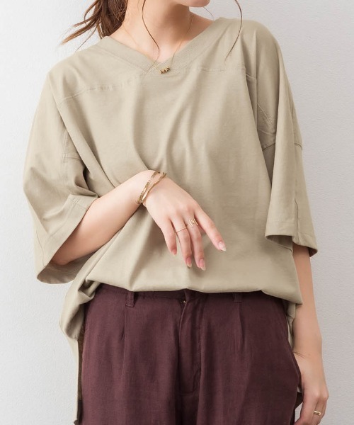 RCD（アールシーディー）の「前後2WAYビックシルエットTシャツ（Tシャツ/カットソー・レディース・オフホワイト/ブラック/杢グレー/グレイッシュベージュ・LL～3L/M-L/4L～5L）」の11枚目の写真
