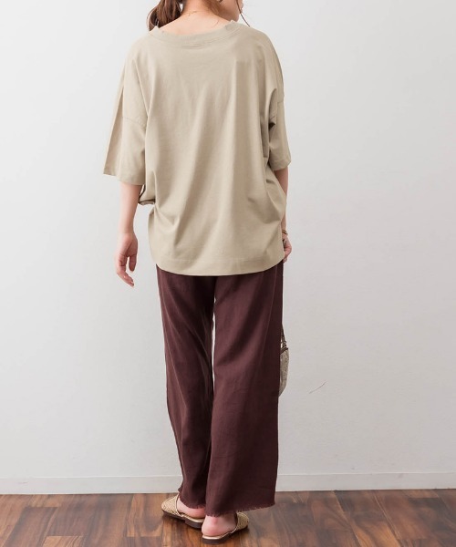 RCD（アールシーディー）の「前後2WAYビックシルエットTシャツ（Tシャツ/カットソー・レディース・オフホワイト/ブラック/杢グレー/グレイッシュベージュ・LL～3L/M-L/4L～5L）」の16枚目の写真