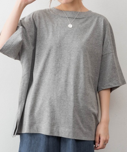 RCD（アールシーディー）の「前後2WAYビックシルエットTシャツ（Tシャツ/カットソー・レディース・オフホワイト/ブラック/杢グレー/グレイッシュベージュ・LL～3L/M-L/4L～5L）」の17枚目の写真