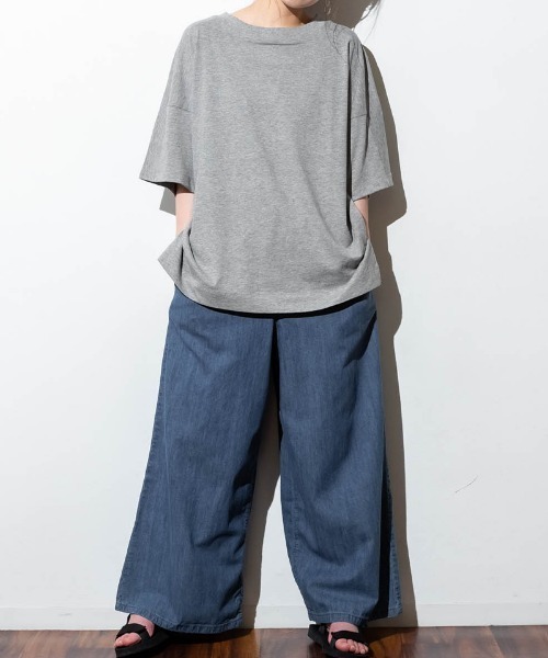 RCD（アールシーディー）の「前後2WAYビックシルエットTシャツ（Tシャツ/カットソー・レディース・オフホワイト/ブラック/杢グレー/グレイッシュベージュ・LL～3L/M-L/4L～5L）」の20枚目の写真