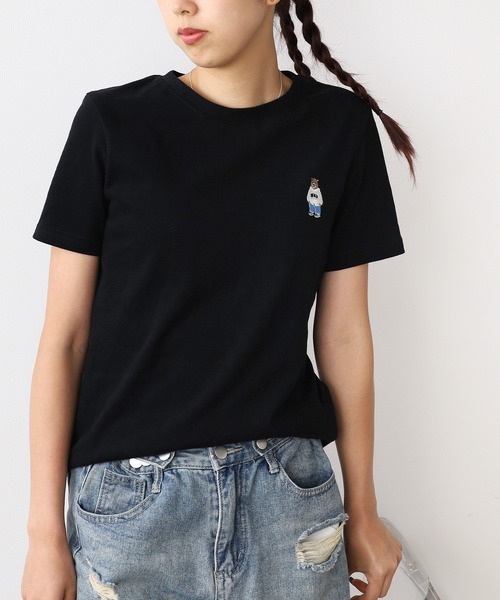 ROOPTOKYO(ループトウキョウ)の「ベア刺繍半袖Tシャツ(Tシャツ/カットソー・レディース・ブラック/グレー・FREE)」の2枚目の写真