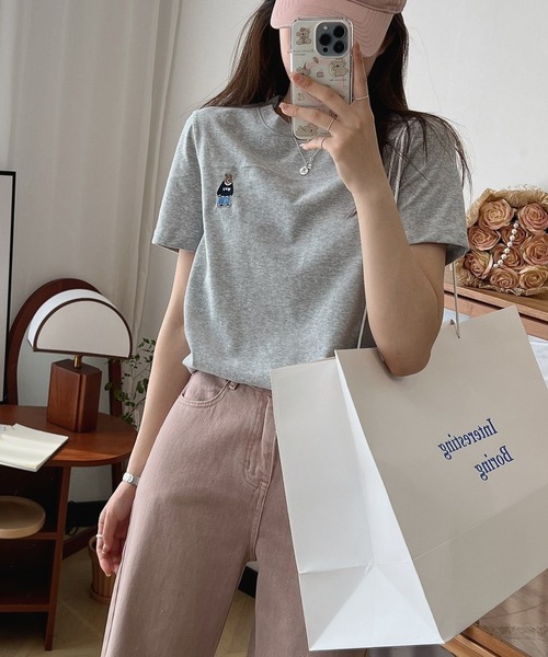 ROOPTOKYO(ループトウキョウ)の「ベア刺繍半袖Tシャツ(Tシャツ/カットソー・レディース・ブラック/グレー・FREE)」の13枚目の写真