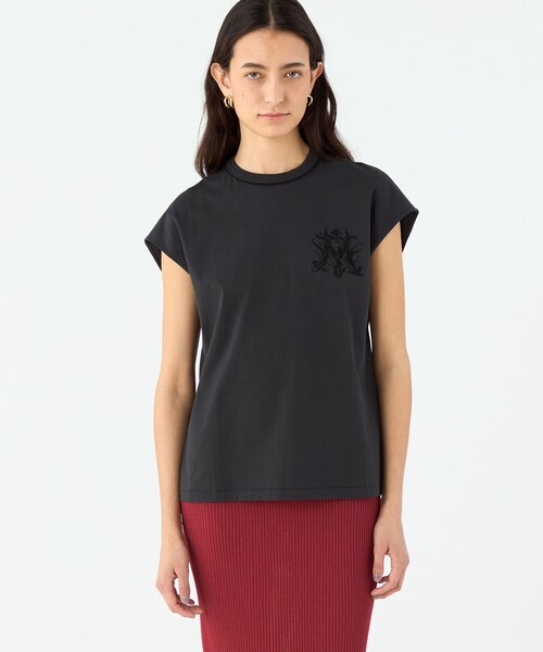 MACPHEE（マカフィー）の「コットンジャージー エンブレムTシャツ（Tシャツ/カットソー・レディース・ブラック/ホワイト・S）」の4枚目の写真