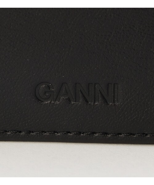 GANNI★レザー混素材 ロゴプレート付 カードケース Black GANNI カードケース GANNI/ガニー Ganni Bou Card Holder