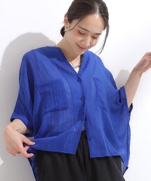 Cutie Blonde | 程よいシアー感 ポケットドルマン5分袖シャツ(シャツ/ブラウス)