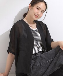 Cutie Blonde | 程よいシアー感 ポケットドルマン5分袖シャツ(シャツ/ブラウス)