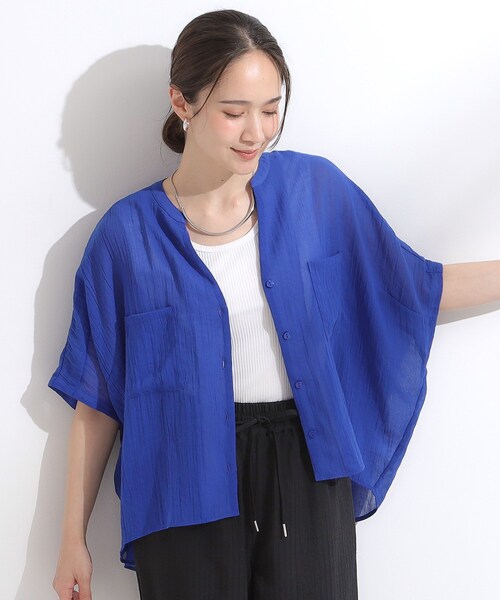 Cutie Blonde（キューティーブロンド）の「程よいシアー感 ポケットドルマン5分袖シャツ（シャツ/ブラウス・レディース・ブラック/オレンジ/ブルー系その他/ホワイト/ライトグリーン/ピンク/ダークブラウン・00）」の11枚目の写真