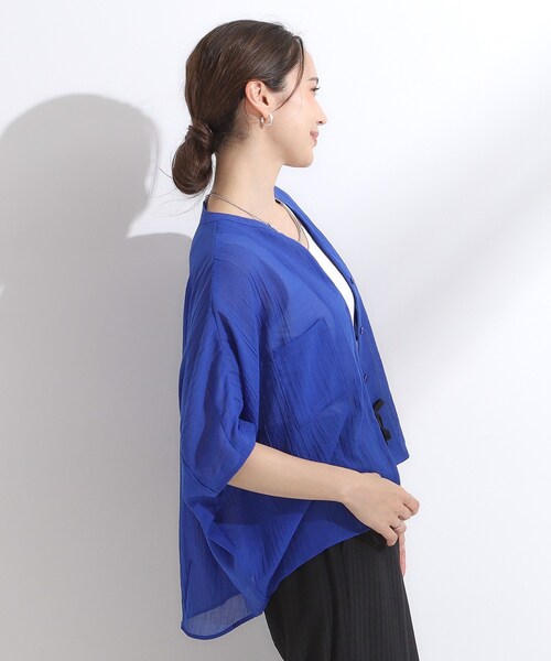 Cutie Blonde（キューティーブロンド）の「程よいシアー感 ポケットドルマン5分袖シャツ（シャツ/ブラウス・レディース・ブラック/オレンジ/ブルー系その他/ホワイト/ライトグリーン/ピンク/ダークブラウン・00）」の12枚目の写真