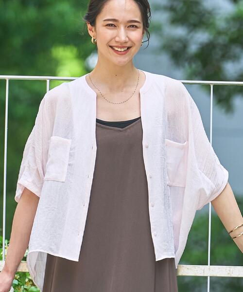 Cutie Blonde（キューティーブロンド）の「程よいシアー感 ポケットドルマン5分袖シャツ（シャツ/ブラウス・レディース・ブラック/オレンジ/ブルー系その他/ホワイト/ライトグリーン/ピンク/ダークブラウン・00）」の9枚目の写真