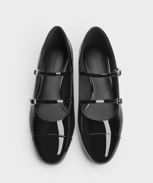 CHARLES & KEITH(チャールズ & キース)の「パテント ダブルストラップメリージェーン(パンプス・レディース・マルーン/ブラック系その他6・22.5cm/23cm/23.5cm/24.5cm/25cm/25.5cm)」の4枚目の写真