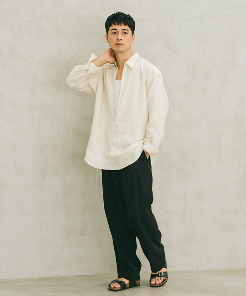 EDIFICE（エディフィス）の「ドライシャンタン 1タック イージーパンツ（スラックス・メンズ・ネイビー/キャメル/ブラック/アイボリー・SMALL/MEDIUM/LARGE）」の5枚目の写真