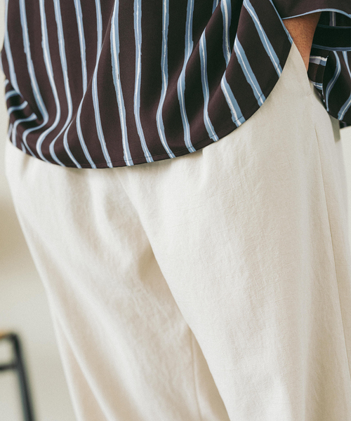 EDIFICE（エディフィス）の「ドライシャンタン 1タック イージーパンツ（スラックス・メンズ・ネイビー/キャメル/ブラック/アイボリー・SMALL/MEDIUM/LARGE）」の18枚目の写真