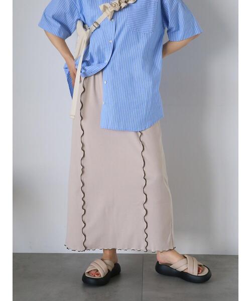 ehka sopo(エヘカソポ)の「メローナロースカート(スカート・レディース・オレンジ/ライトベージュ/チャコールグレー・F)」の1枚目の写真