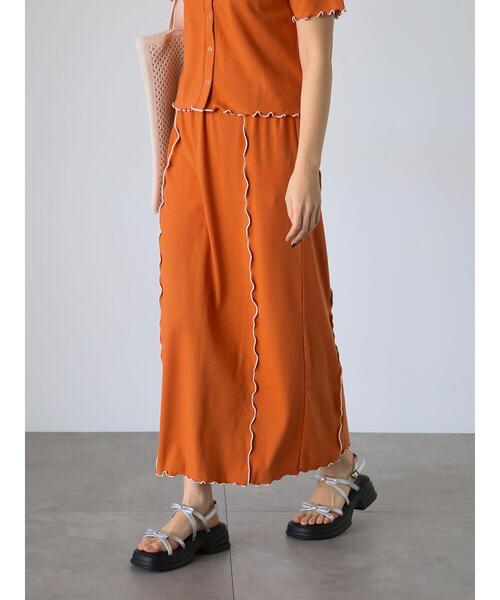 ehka sopo(エヘカソポ)の「メローナロースカート(スカート・レディース・オレンジ/ライトベージュ/チャコールグレー・F)」の3枚目の写真