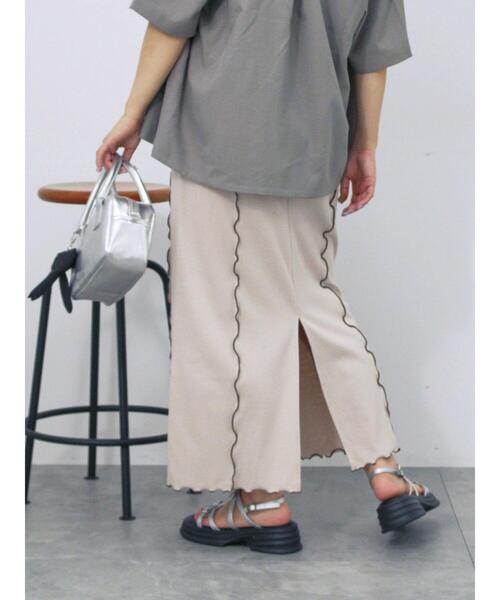 ehka sopo(エヘカソポ)の「メローナロースカート(スカート・レディース・オレンジ/ライトベージュ/チャコールグレー・F)」の4枚目の写真