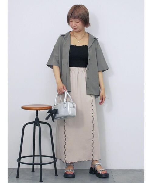 ehka sopo(エヘカソポ)の「メローナロースカート(スカート・レディース・オレンジ/ライトベージュ/チャコールグレー・F)」の5枚目の写真