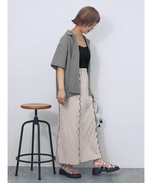 ehka sopo(エヘカソポ)の「メローナロースカート(スカート・レディース・オレンジ/ライトベージュ/チャコールグレー・F)」の6枚目の写真