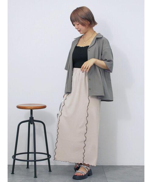 ehka sopo(エヘカソポ)の「メローナロースカート(スカート・レディース・オレンジ/ライトベージュ/チャコールグレー・F)」の7枚目の写真