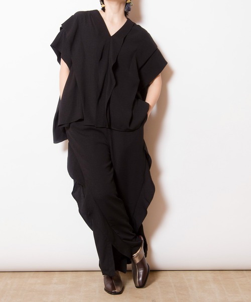 OSMOSIS（オズモーシス）の「フリル切替パンツ（その他パンツ・レディース・ライトベージュ/カーキ/ブラック・ONE SIZE）」の8枚目の写真