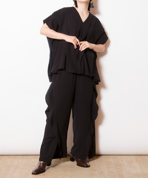 OSMOSIS（オズモーシス）の「フリル切替パンツ（その他パンツ・レディース・ライトベージュ/カーキ/ブラック・ONE SIZE）」の10枚目の写真