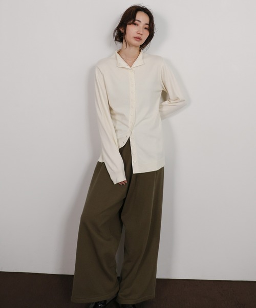select MOCA Et(セレクトモカエト)の「【Et】Knit Easy Wide Pants(その他パンツ・レディース・アイボリー/カーキ/ネイビー・FREE)」の2枚目の写真