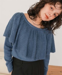 ネイビー フリル付きニットトップス 楽天市場】フリルネック ニット フリル ネック トップス M L LL