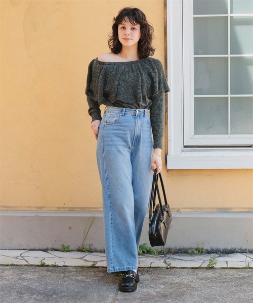 titivate（ティティベイト）の「ウールブレンドマルチwayフリルニットトップス（ニット/セーター・レディース・アイボリー/グレイッシュベージュ/チャコール/ブルー・FREE）」の14枚目の写真