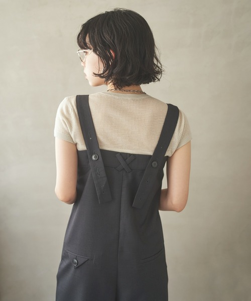 LAULEN(ローレン)の「pocket detail slacks salopette /ポケットディテールスラックスサロペットパンツ(サロペット/オーバーオール・レディース・チャコールグレー・FREE)」の2枚目の写真