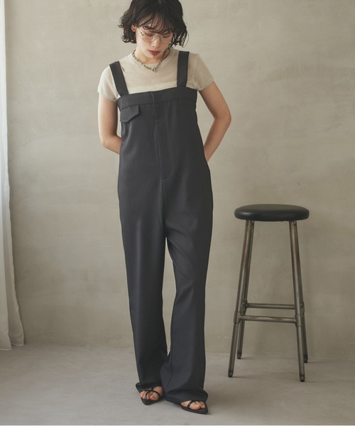 LAULEN(ローレン)の「pocket detail slacks salopette /ポケットディテールスラックスサロペットパンツ(サロペット/オーバーオール・レディース・チャコールグレー・FREE)」の5枚目の写真
