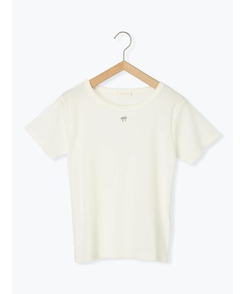ehka sopo(エヘカソポ)の「リボンチャーム付き半袖カットソー(Tシャツ/カットソー・レディース・ブラック/グレー/オフホワイト/キナリ・F)」の8枚目の写真