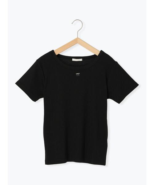 ehka sopo(エヘカソポ)の「リボンチャーム付き半袖カットソー(Tシャツ/カットソー・レディース・ブラック/グレー/オフホワイト/キナリ・F)」の9枚目の写真