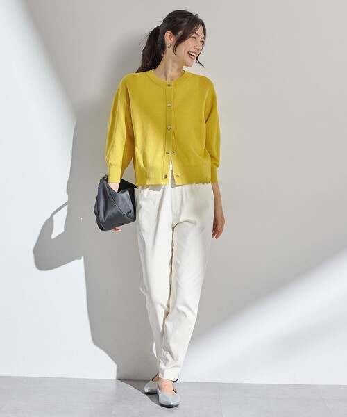 ANY(エニィ)の「シアーニットショートカーディガン(カーディガン/ボレロ・レディース・ブラック系/アイボリー系/ダークグリーン系/イエロー系・F)」の19枚目の写真