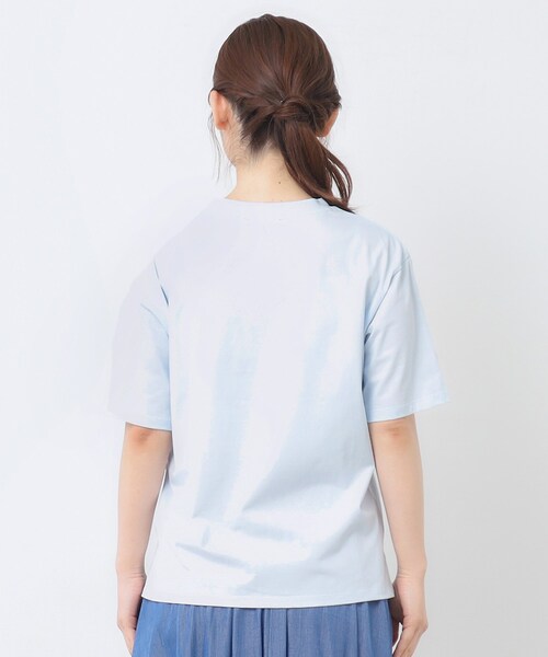 LAURA ASHLEY（ローラアシュレイ）の「【接触冷感/UVカット／コットン100％】レモン グローブ柄 Tシャツ（Tシャツ/カットソー・レディース・サックスブルー/オフホワイト・40/38）」の6枚目の写真