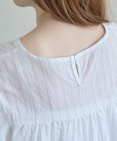 Crisp（クリスプ）の「ストライプシャーリングギャザーブラウス（シャツ/ブラウス・レディース・ブルー/ホワイト・FREE）」の6枚目の写真
