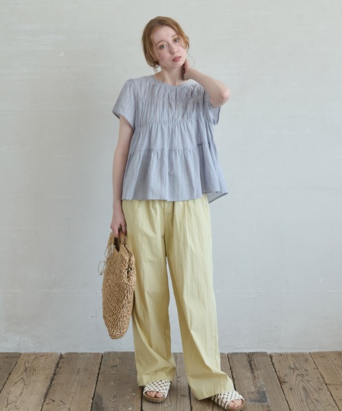 Crisp（クリスプ）の「ストライプシャーリングギャザーブラウス（シャツ/ブラウス・レディース・ブルー/ホワイト・FREE）」の19枚目の写真