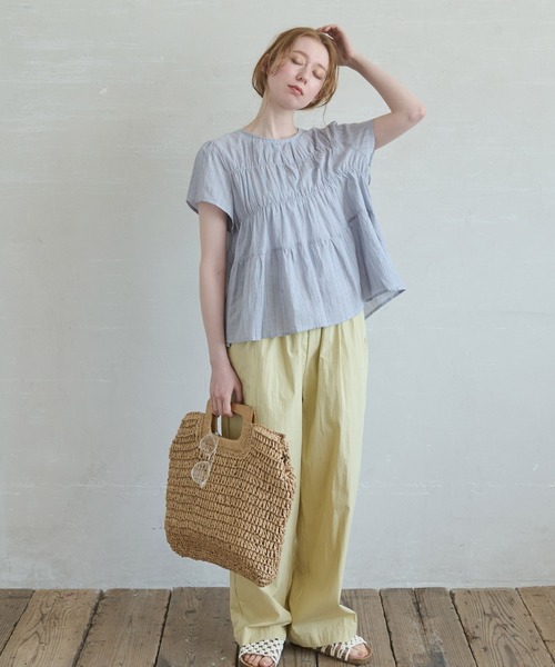 Crisp（クリスプ）の「ストライプシャーリングギャザーブラウス（シャツ/ブラウス・レディース・ブルー/ホワイト・FREE）」の20枚目の写真