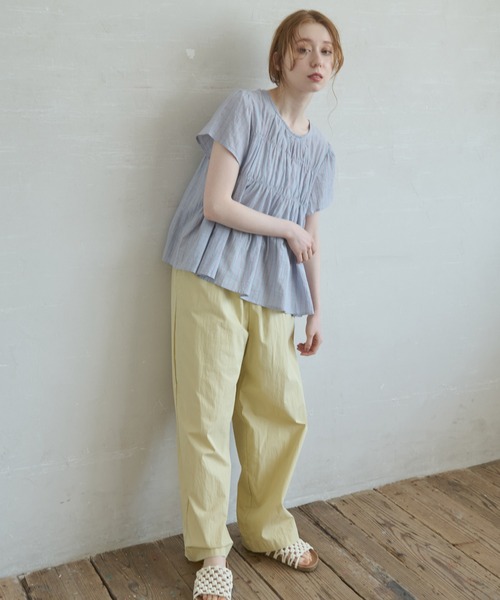 Crisp（クリスプ）の「ストライプシャーリングギャザーブラウス（シャツ/ブラウス・レディース・ブルー/ホワイト・FREE）」の22枚目の写真