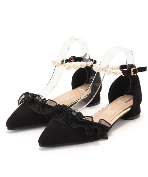 Lace Ladies(レースレディース)の「ポインテッドトゥ フリル パール アンクルストラップ パンプス(パンプス・レディース・ブラック/アイボリー・22.5cm/23cm/23.5cm/24cm/24.5cm)」の13枚目の写真