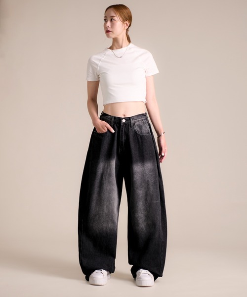 MAISON SELECT（メゾンセレクト）の「7A4 サイドタック ワイドデニム（デニムパンツ・レディース・ライトブルー/ブラック/ブルー/ブルー系その他・L/XL/S/M）」の18枚目の写真