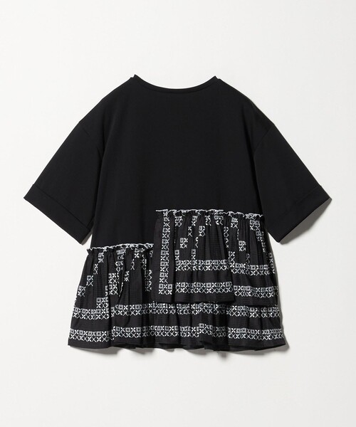 ユナイテッドアローズ　コンビプリーツtシャツ　ブラック UNITED ARROWS tシャツ プリーツフリル コンビ カットソー BLK
