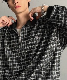 Classical Origin | 「裾ドロスト付き。」ツイード素材ハーフジッププルオーバー（長袖）/Tweed Fabric Drawcord Half-Zip Pullover(Tシャツ/カットソー)