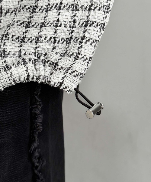 セール】「裾ドロスト付き。」ツイード素材ハーフジッププルオーバー