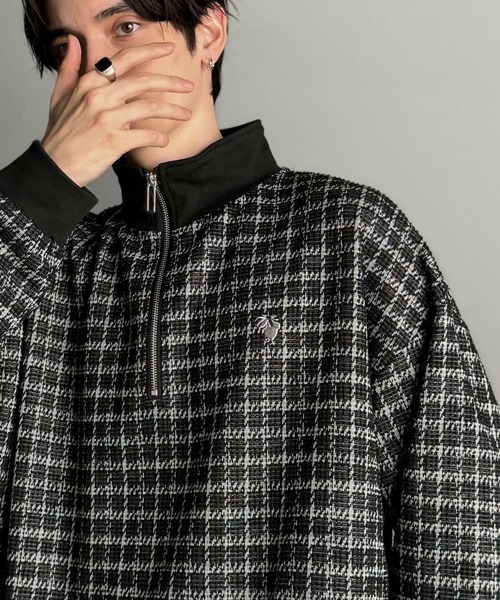 Classical Origin（クラシカルオリジン）の「「裾ドロスト付き。」ツイード素材ハーフジッププルオーバー（長袖）/Tweed Fabric Drawcord Half-Zip Pullover（Tシャツ/カットソー・メンズ・オフホワイト/ベージュ/ブラック・SMALL/MEDIUM/LARGE）」の7枚目の写真