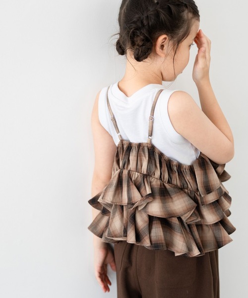 LOWRYS FARM(ローリーズファーム)の「オンブレチェックキャミ 571067(キャミソール・キッズ・ブラック/ブラウン/ブルー・110cm/120cm/130cm/140cm/150cm)」の1枚目の写真