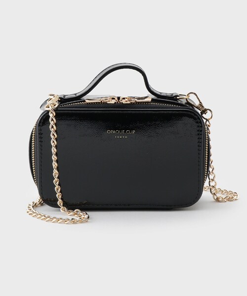 OPAQUE.CLIP（オペークドットクリップ）の「【2WAY/ミラー付き】エナメルバニティーポーチ（ポーチ・レディース・ブラウン系その他/ブラック・00）」の2枚目の写真