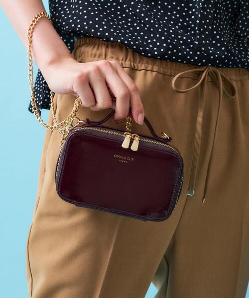 OPAQUE.CLIP（オペークドットクリップ）の「【2WAY/ミラー付き】エナメルバニティーポーチ（ポーチ・レディース・ブラウン系その他/ブラック・00）」の3枚目の写真