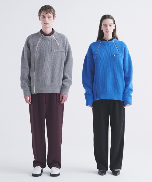 CULLNI(クルニ)の「Double Zip Up Crew Neck Knit(ニット/セーター・メンズ・ブルー/アッシュブラウン/グレー/ブラック・2/1/0)」の7枚目の写真