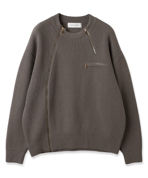 CULLNI(クルニ)の「Double Zip Up Crew Neck Knit(ニット/セーター・メンズ・ブルー/アッシュブラウン/グレー/ブラック・2/1/0)」の8枚目の写真