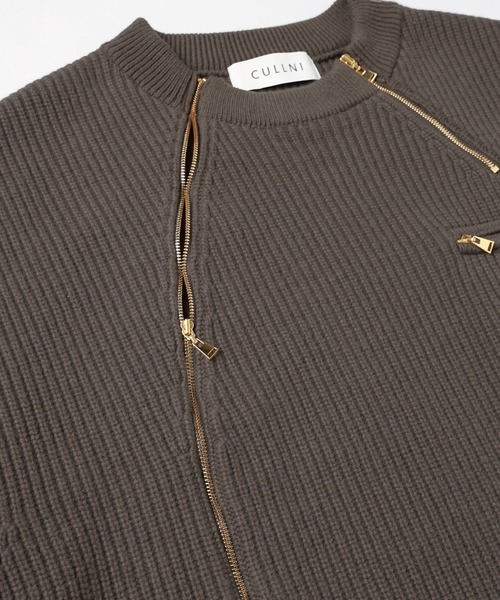 CULLNI(クルニ)の「Double Zip Up Crew Neck Knit(ニット/セーター・メンズ・ブルー/アッシュブラウン/グレー/ブラック・2/1/0)」の9枚目の写真